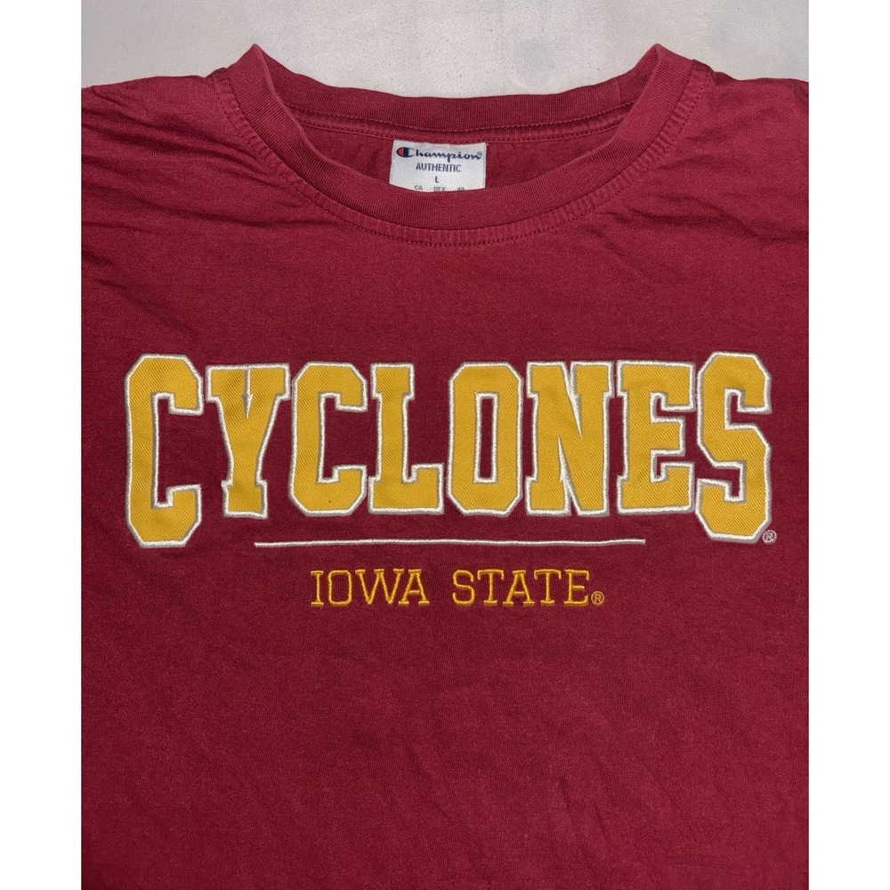 Iowa State University Cyclones T-Shirt Embroidered Champion 100% Cotton Size L - Picture 2 of 11